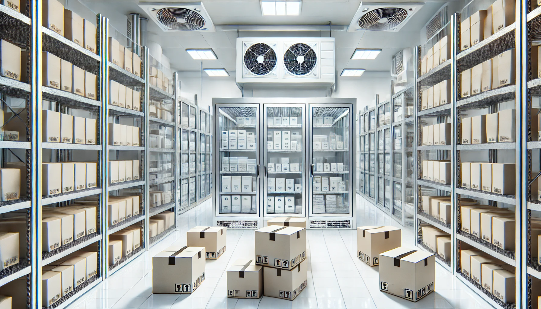 DALL·E-2025-01-24-12.27.31-A-professional-and-modern-industrial-cold-storage-facility-with-organized-shelves-boxes-and-refrigeration-units-featuring-clean-white-and-metallic- (1)